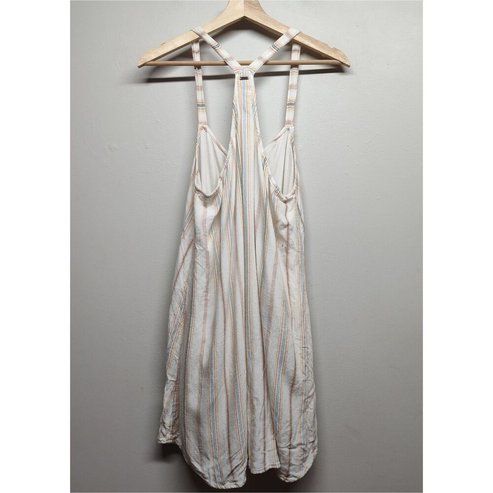 O'neill Mini Dress Women M Cream Blue Stripes Casual Boho Beachy Summer Vacation - Picture 5 of 7